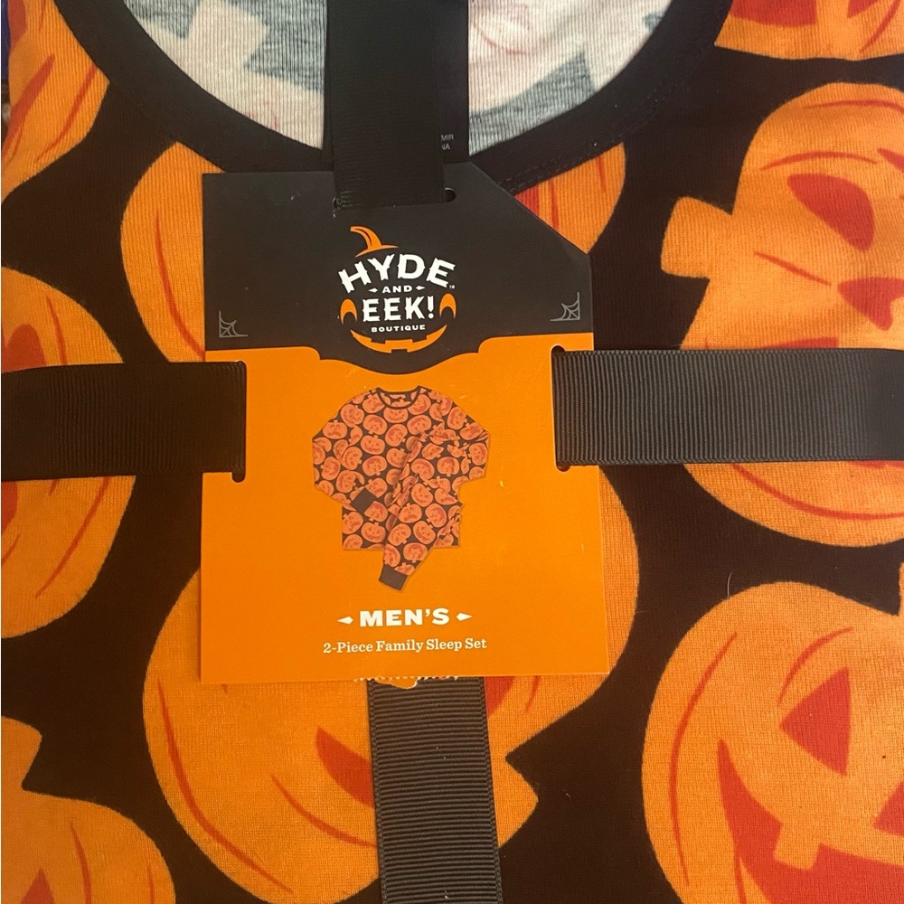 Hyde & Eek! Men's Pumpkin Sleep Set - Black and Orange